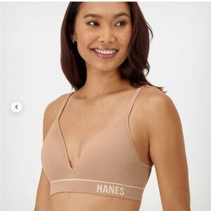 Hanes Women's Beige Ribbed Bralette